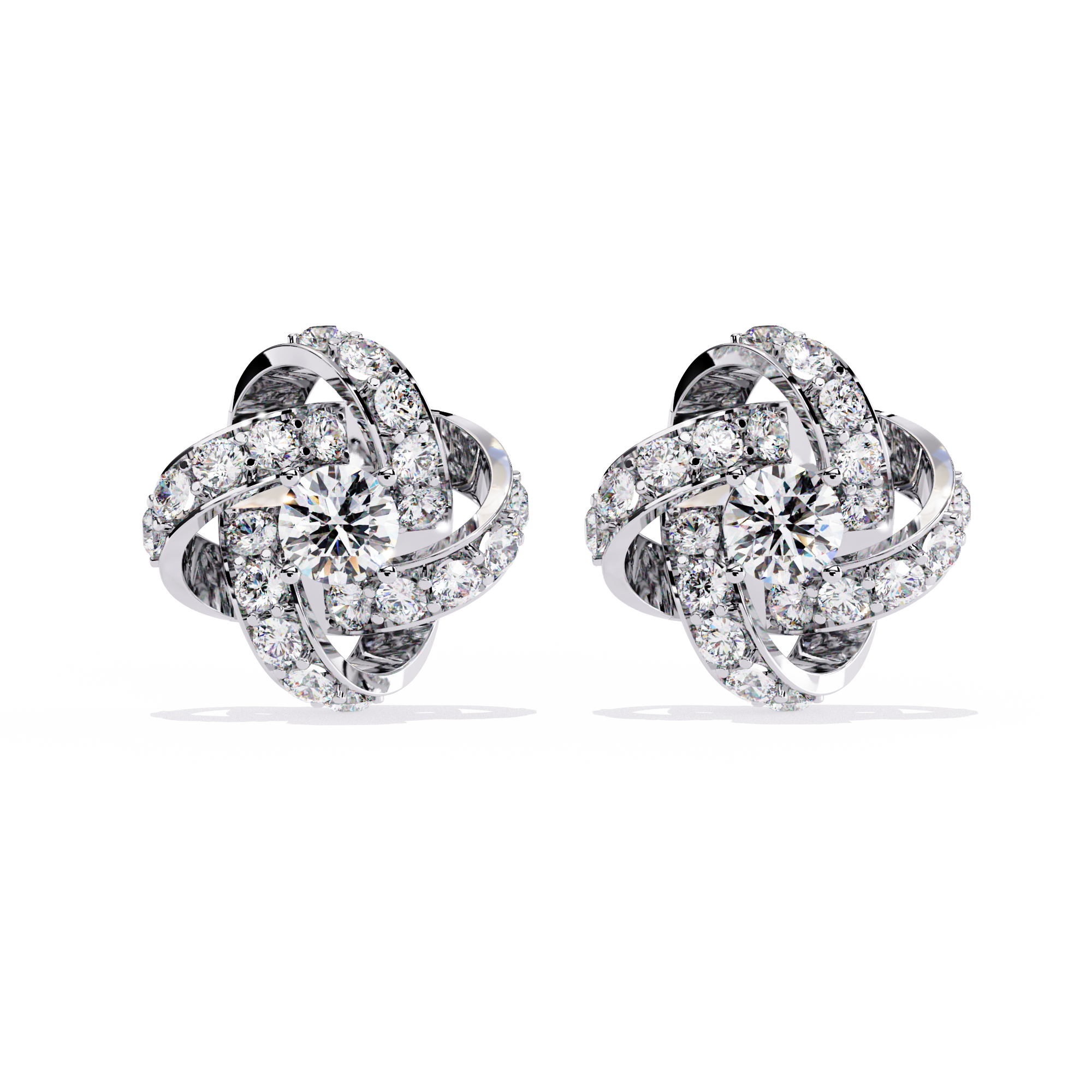 Buy 0.88ct Natural Diamond Knot Earrings | Solitairekart